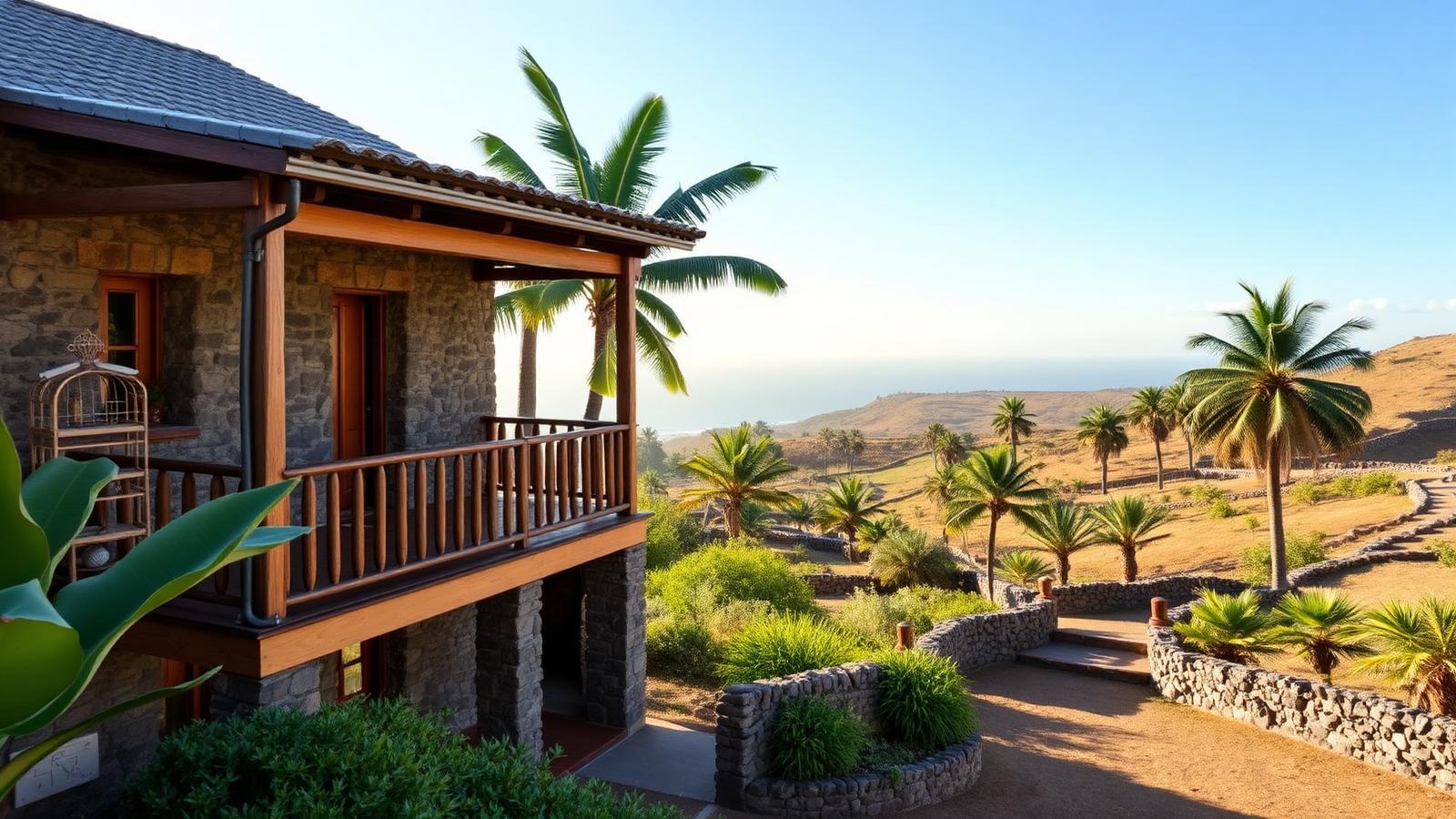Traditional finca with terraced land and pool in western La Palma — a property typical of the market for German-speaking buyers