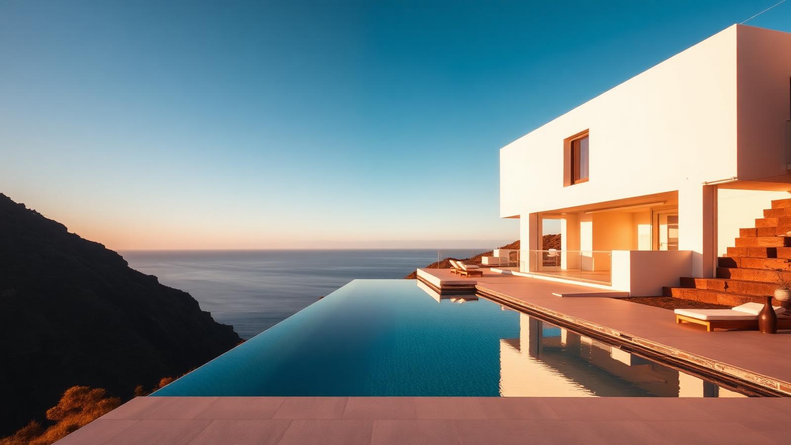 West coast of La Palma at sunset with terraced land and Atlantic views — the setting for many properties for sale on the island